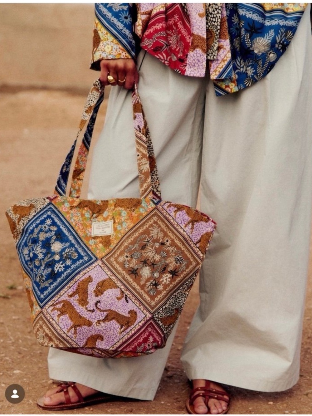 Sézane x Inoui Editions Patchwork Tote Bag NWT